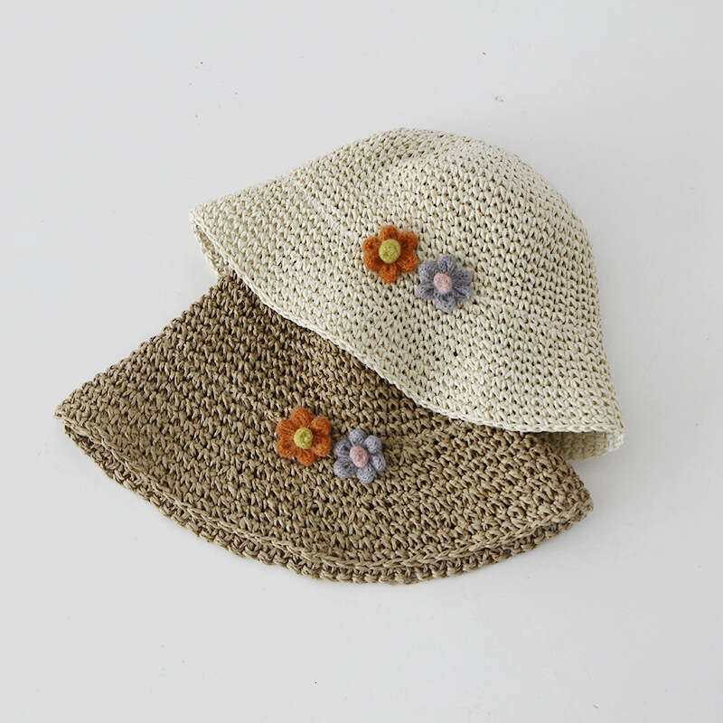 Children's 2024 New Summer Beach Sunshade and Sunscreen Sun Straw Weaving Holiday Cool Hat Big brim