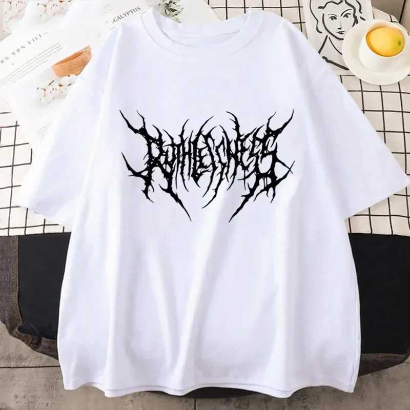 Gothic retro womens T-shirt Y2k oversized T-shirt fashionable punk clothing Harajuku short sleeved graphic T-shirtT250318