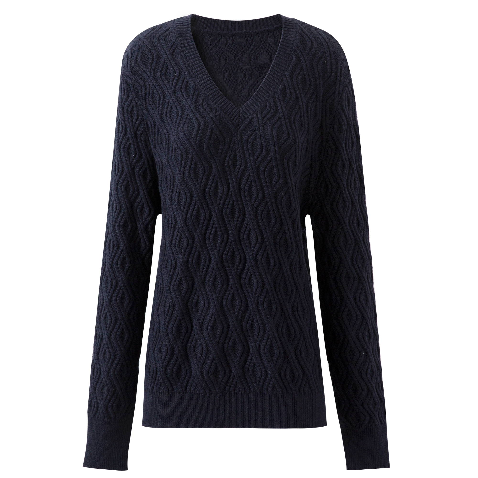 V-Neck Women's Knitted Sweater Featuring a Floral Twist - Soft Wool Material