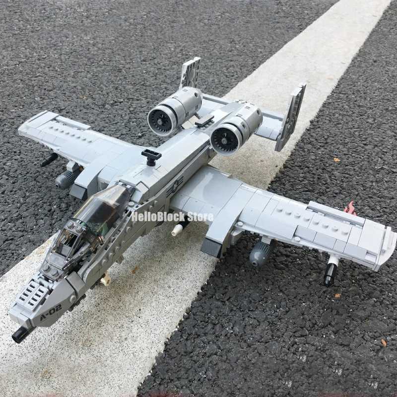 Thunderbolt II A10 Fighter jet Plane Building Blocks 3D Model Military Series Bricks Toys For Children Christmas Gifts 961PcsXJ250318