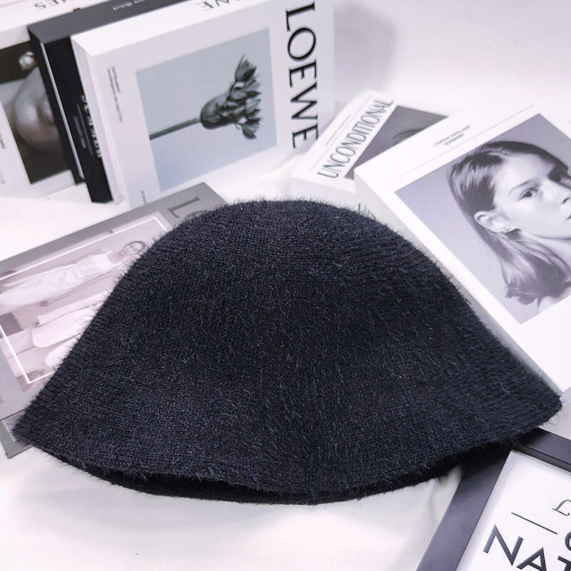 Solid color knitted basin for women elegant spring and autumn temperament, fisherman with simple bucket hat