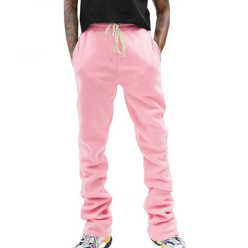 Mens autumn and winter styles mens solid color casual pants sports pants loose 250G round straight leg pants W250318