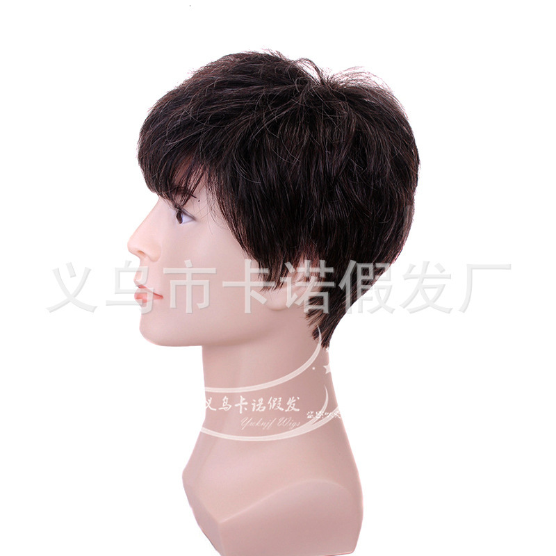 Wigs Are Fashionable Popular Men. White High-Temperature Silk Fluffy Short Hair For Middle-Aged And Elderly People