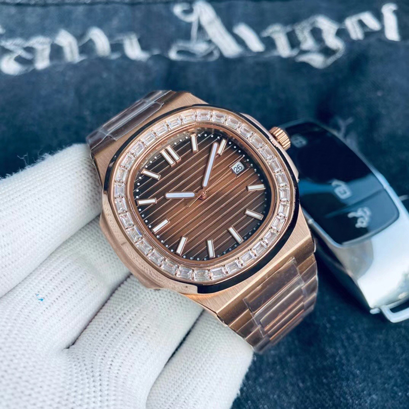 Mens watch luxury designer watch automatic mechanical movement 40mm diamond ring dial stainless steel leather strap business casual mens watch