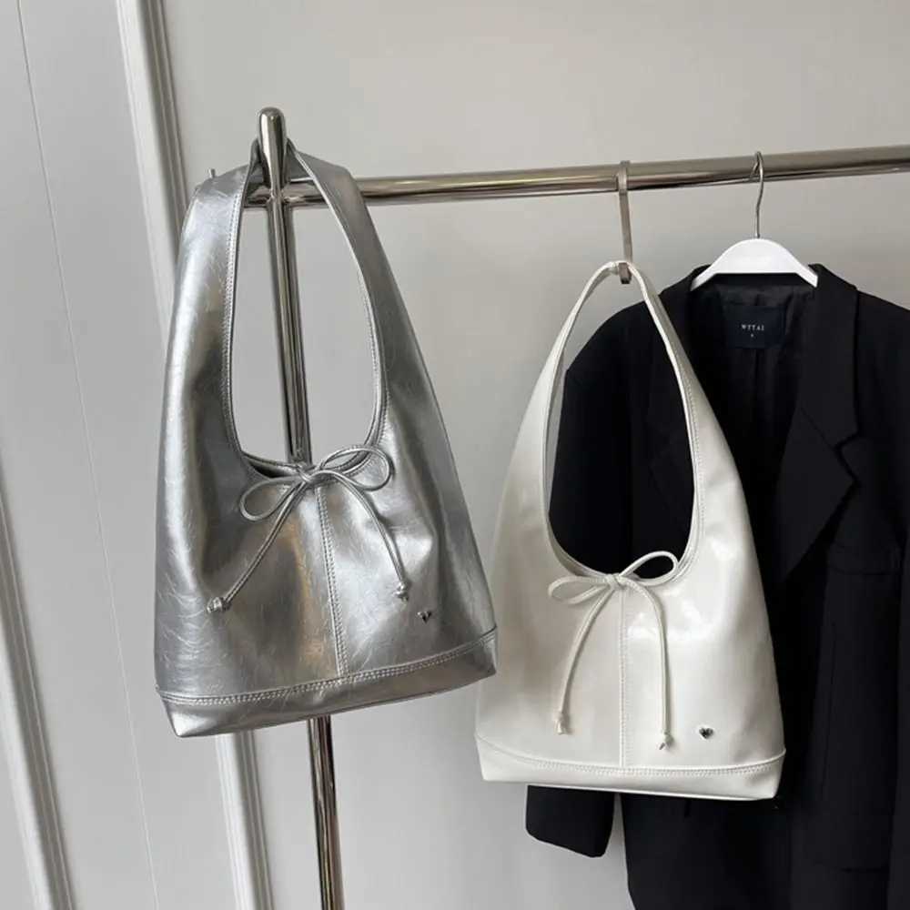 Retro PU Leather Shoe Bag for Wen Soft Handbag Shopping Bag Underarm Bag Fi Large Capacity Handbag Y250318