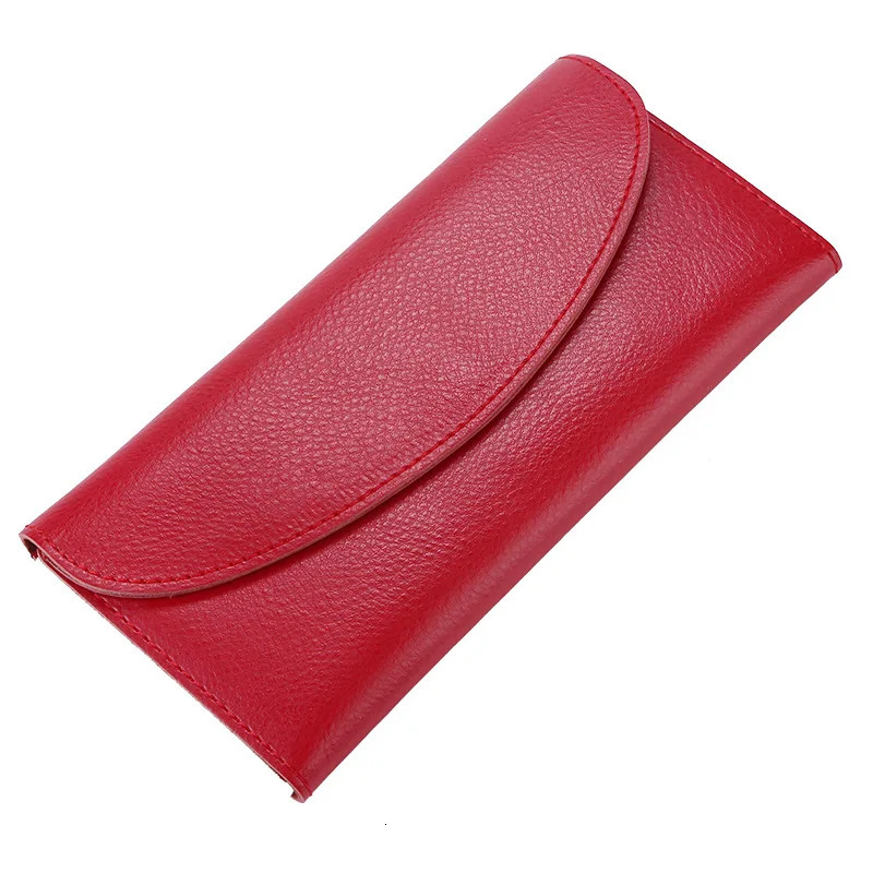 Genuine Leather Womens Long Wallet Fashion Envelope Clutch Wallets Female Purse Slim Card Holder Ladies Cash Money Bag 250317