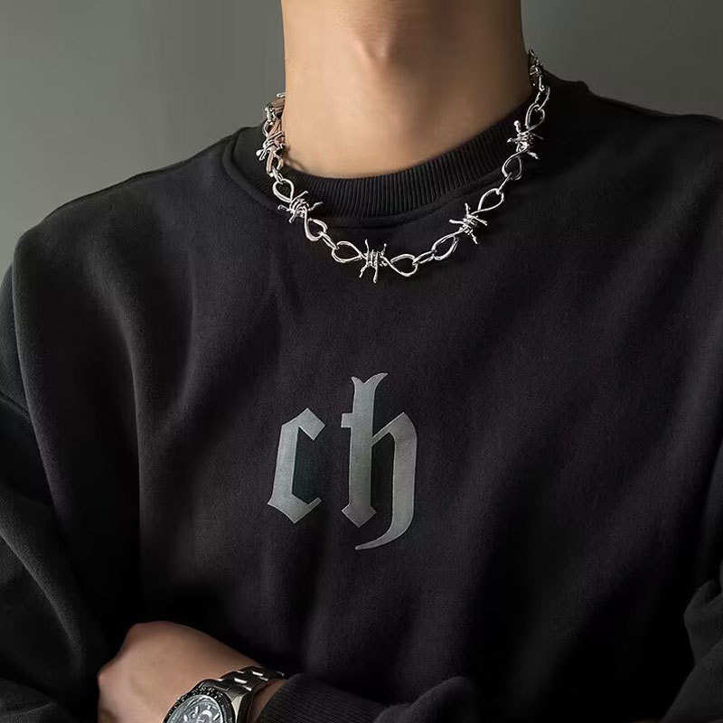 Big Thorn Patchwork Necklace For Men And Women Instagram With The Same Barbed Clavicle Chain Necklace