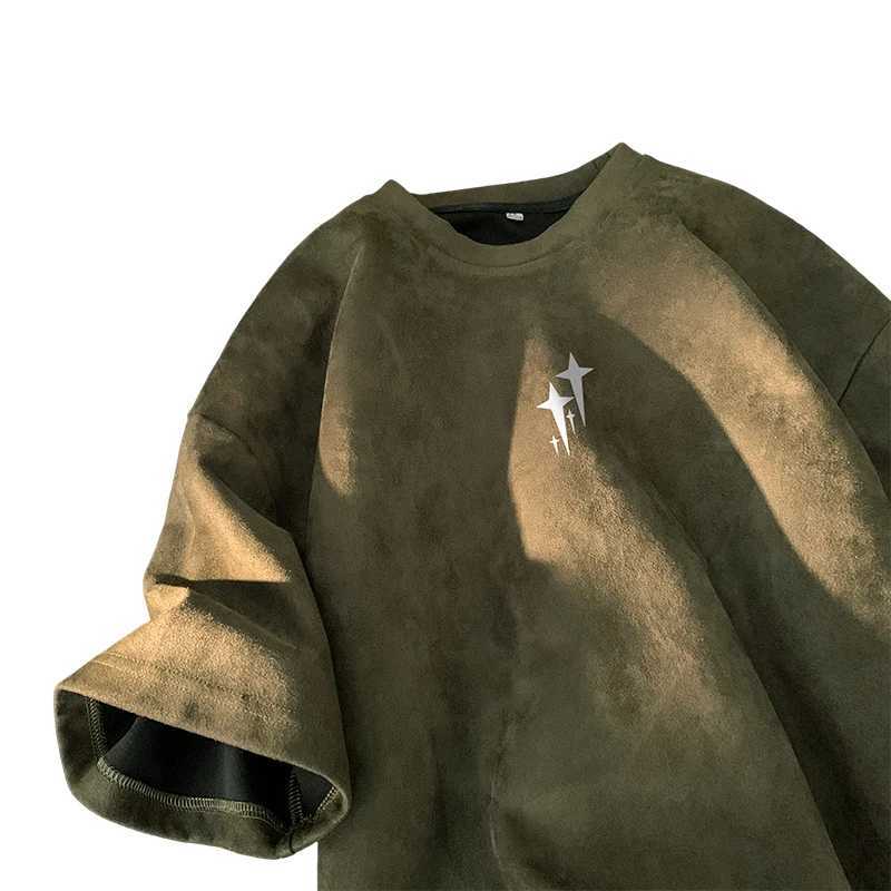 Retro suede T-shirt 5-color short sleeved graphic printed T-shirt plus size neutral T-shirt top New Gothic T-shirtT250318