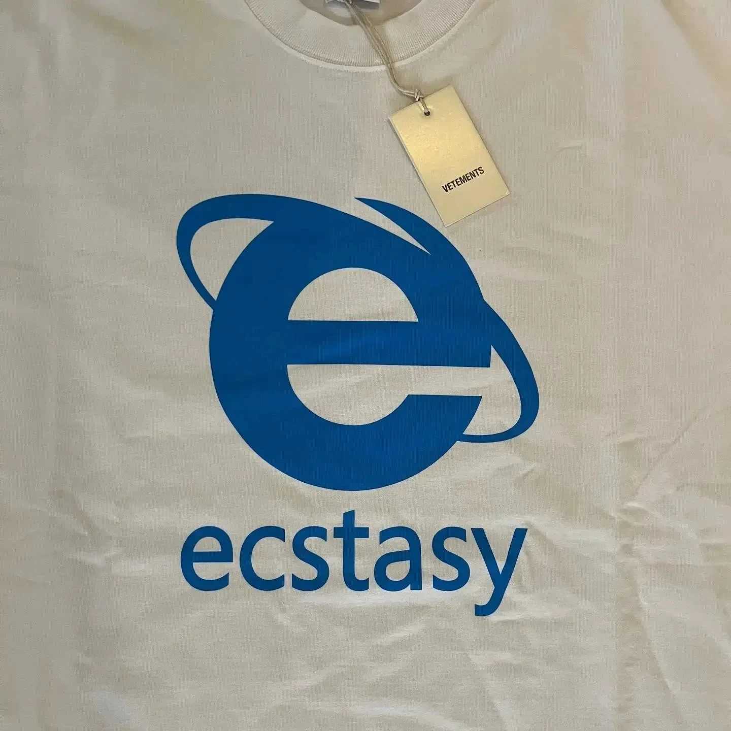 Street Clothing Ecstasy New T-shirt Y2K Mens Harajuku White T-shirt Letter Pattern Printed Large Loose Short Sleeve Gothic TopXJ250318