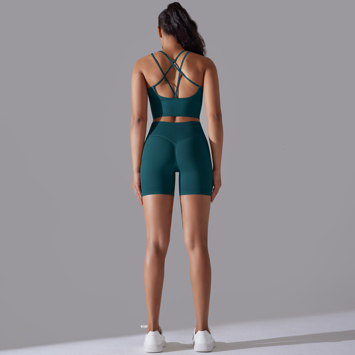 tracksuit Seamless Knitted Solid Color Beauty Back High Elastic Sports Tight Yoga Suit Running and Fitness Two Piece Set leggings