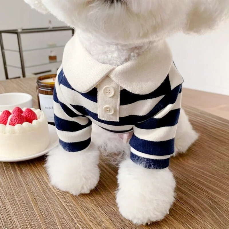 Summer dog polo shirt puppy clothing Bichon Frise Chihuahua striped sweater small and mediumsized cooling vest 250318