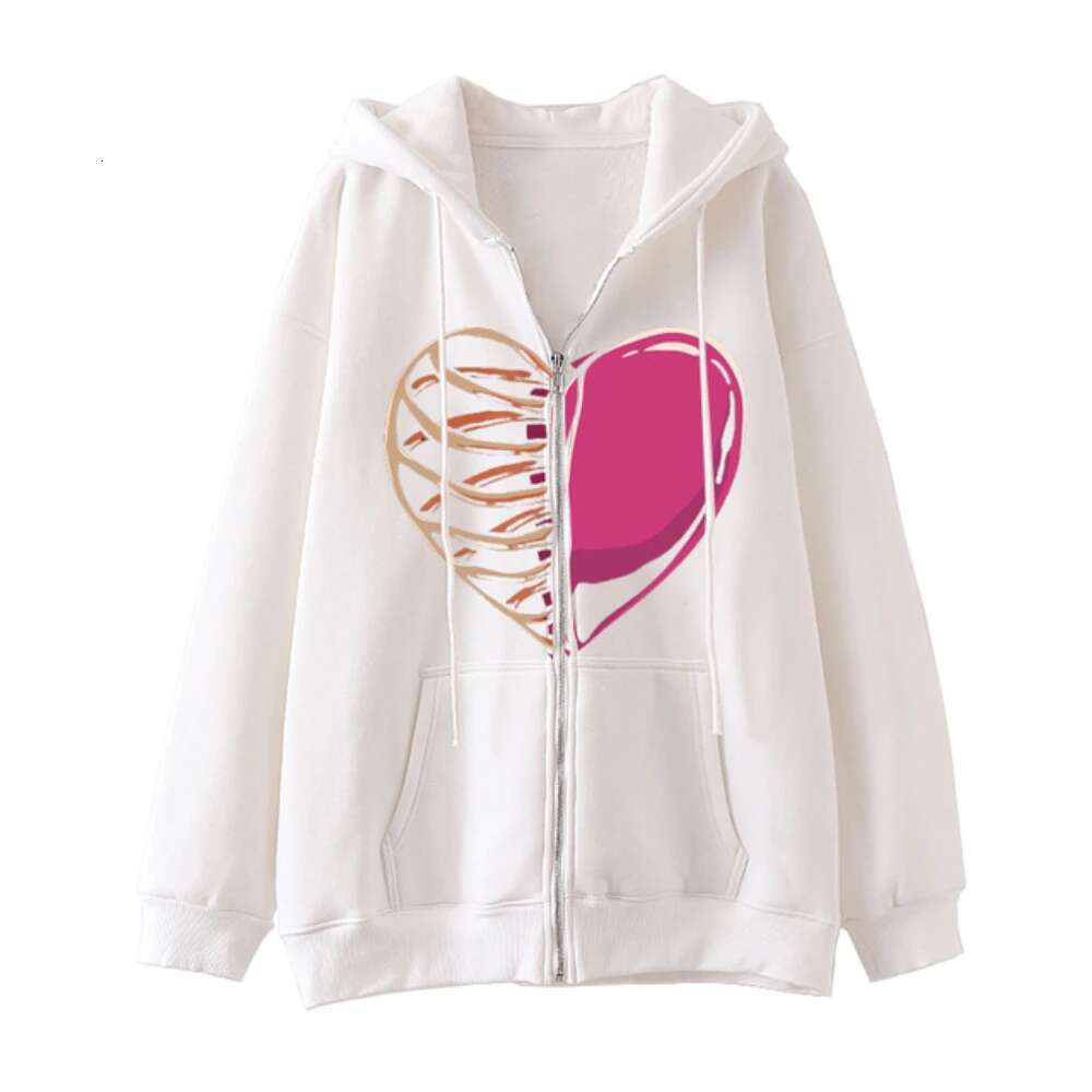 Designer Hoodie Coat Women's Fun Skull Butterfly Patch Zipper Hoodie Loose And Comfortable Oversized Sportswear Girls Long Sleeve Top