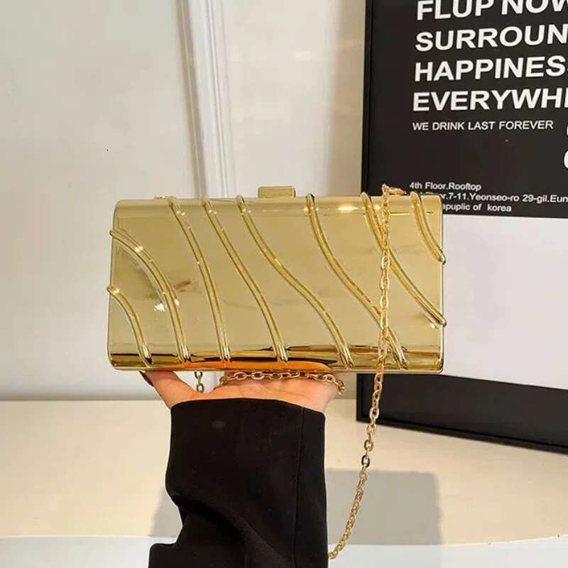 Box Evening Bags For Women 2025 Trend Metallic Fashion Square Crossbody Mirror Candy Chain Party Shoulder Bag Woman