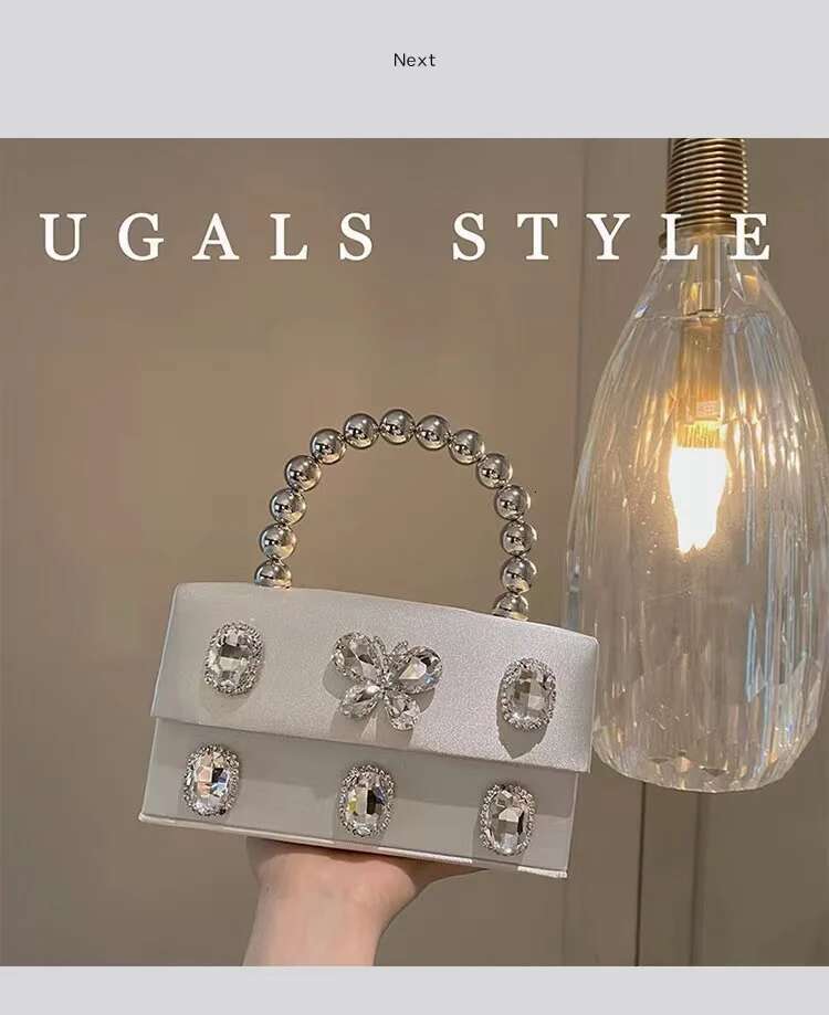 Designer Satin Square Box Crystal Shiny Dias Evening Women's Handbag Wedding Party Clutch Purse Crossbody Bag