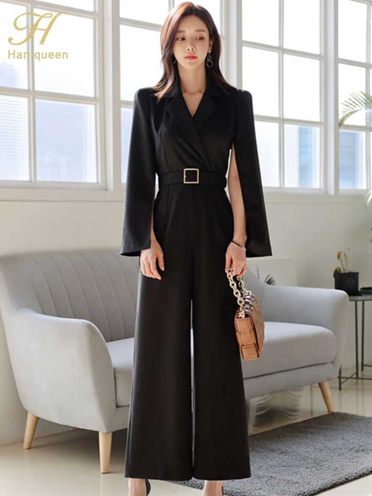 H Han Qun Hot Sale Elegant Casual Office High Waist jumpsuit Summe Business jumpsuit Womens Wide Leg Trouser Pants X250318