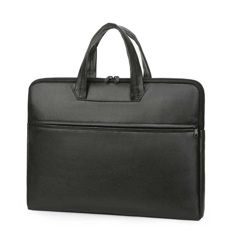 PU soft surface casual mens laptop file business travel conference bag waterproof portable briefcase 250317