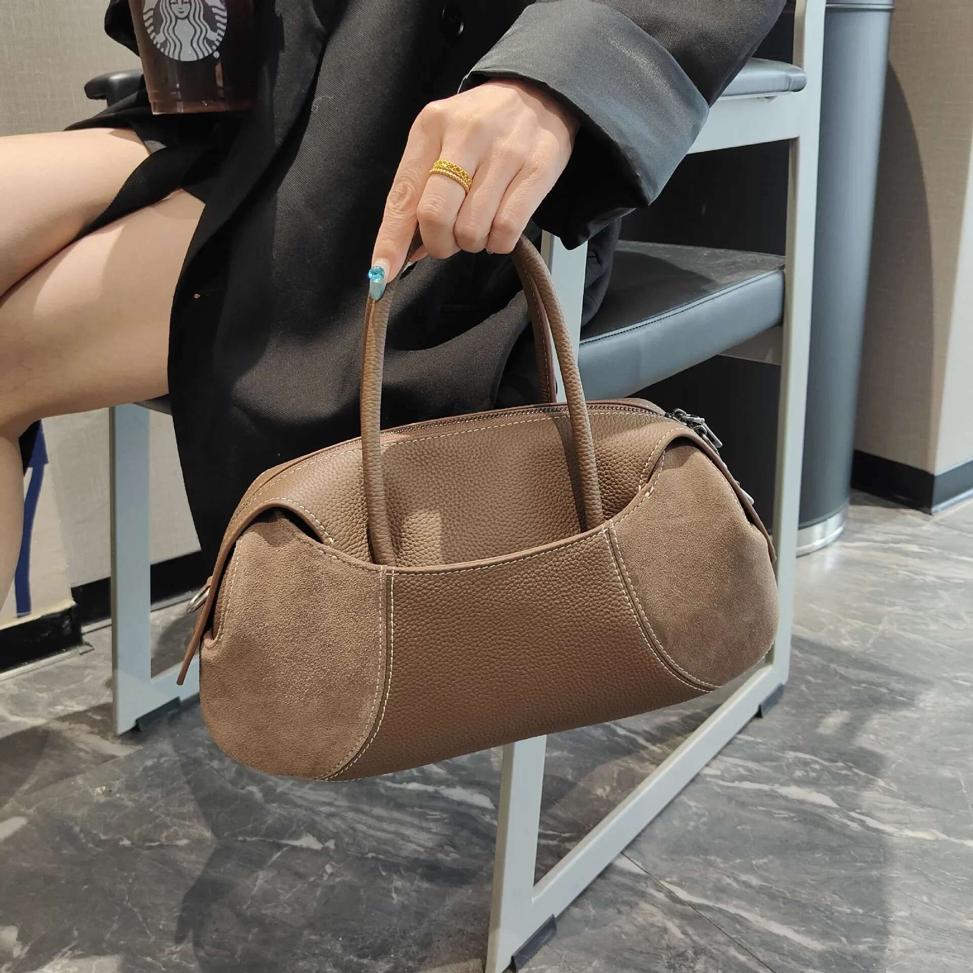 New 2025 Hit-Color Baseball Bowg Tote Stylish All-Match Genuine Cow Leather Women Shoulder Bag Leisure Ladies Handbag Green