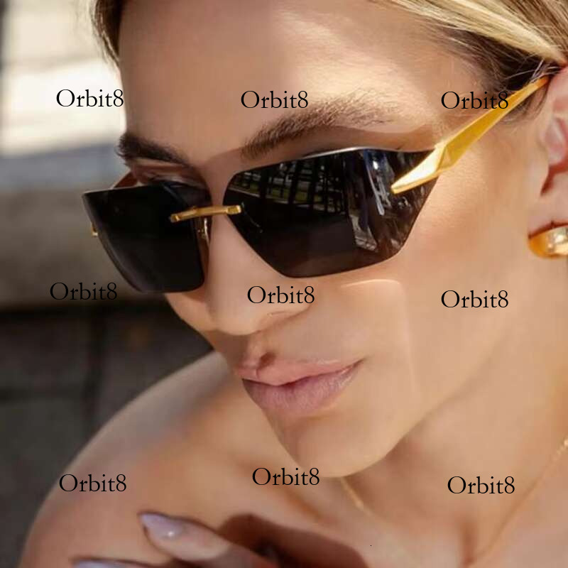 Retro Irregular Rimless Sun Glasses Women Brand Designer Men Brown Lens Shades Eyeglass UV400 Trendy New Arrival Sunglasses