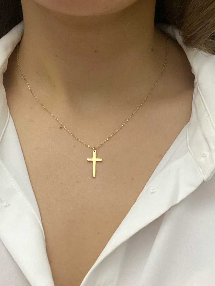 Fashionable stainless steel cross gold silver necklace suitable for women exquisite necklace jewelry birthday gift W250318