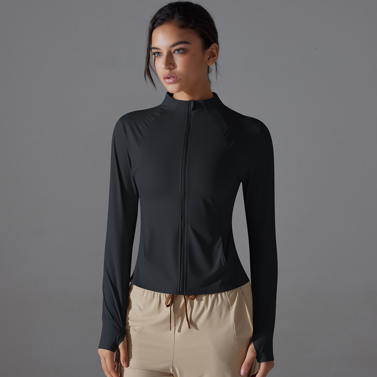tracksuit Nylon raw yarn, ice silk, cool feeling, yoga slimming, protection, slimming jacket, women's summer anti UV breathable clothing leggings