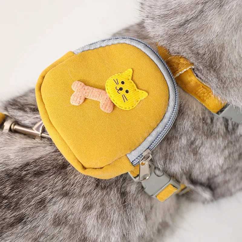 Dog Harness with Leash Set Pet Snack Bag Dog Backpack Harness for Small Large Dog Outdoor Travel Cat Collar PersonalizedT250318