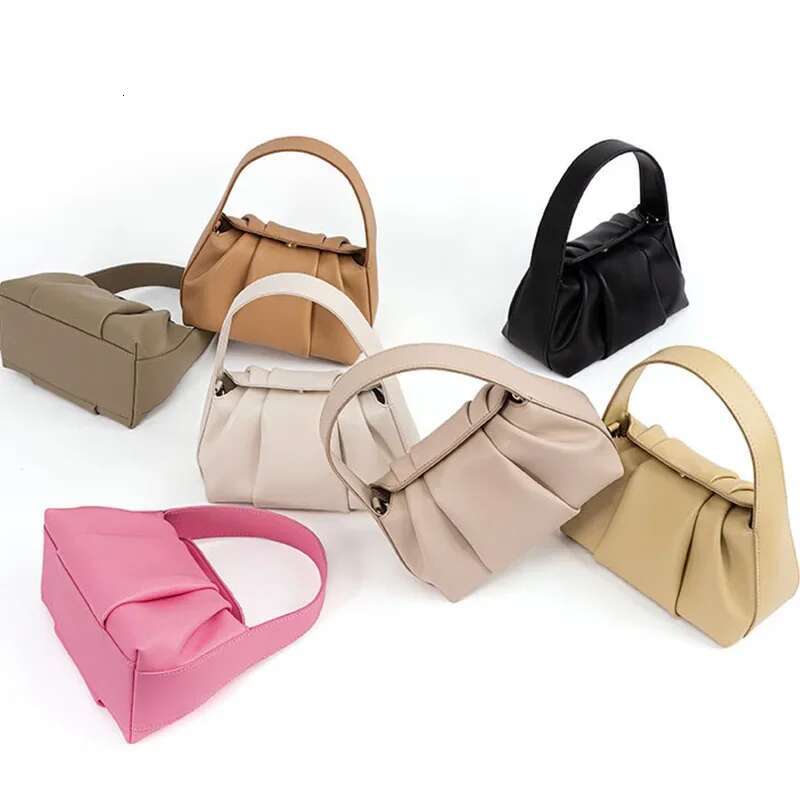 Fashion Summer Genuine Leather Pleated Cloud Bag Small Shoulder Crossbody Bags Brand Designer Female Soft Daily Casual Handbags