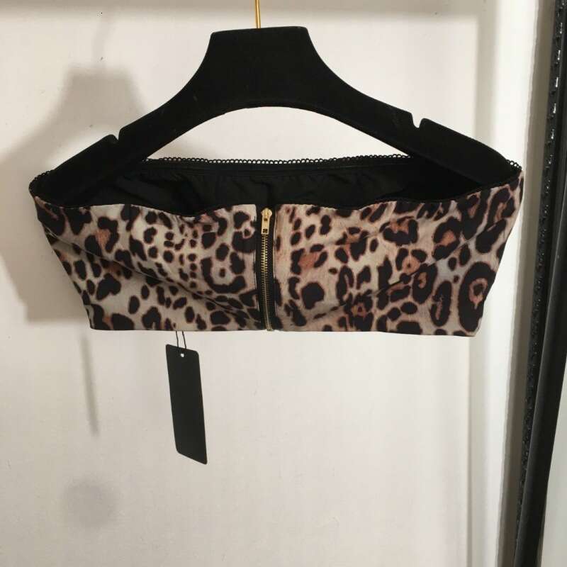 Fashion Suit 2025 Summer New Product Women's Clothing Animal Print Strapless Wide Leg Pants Set