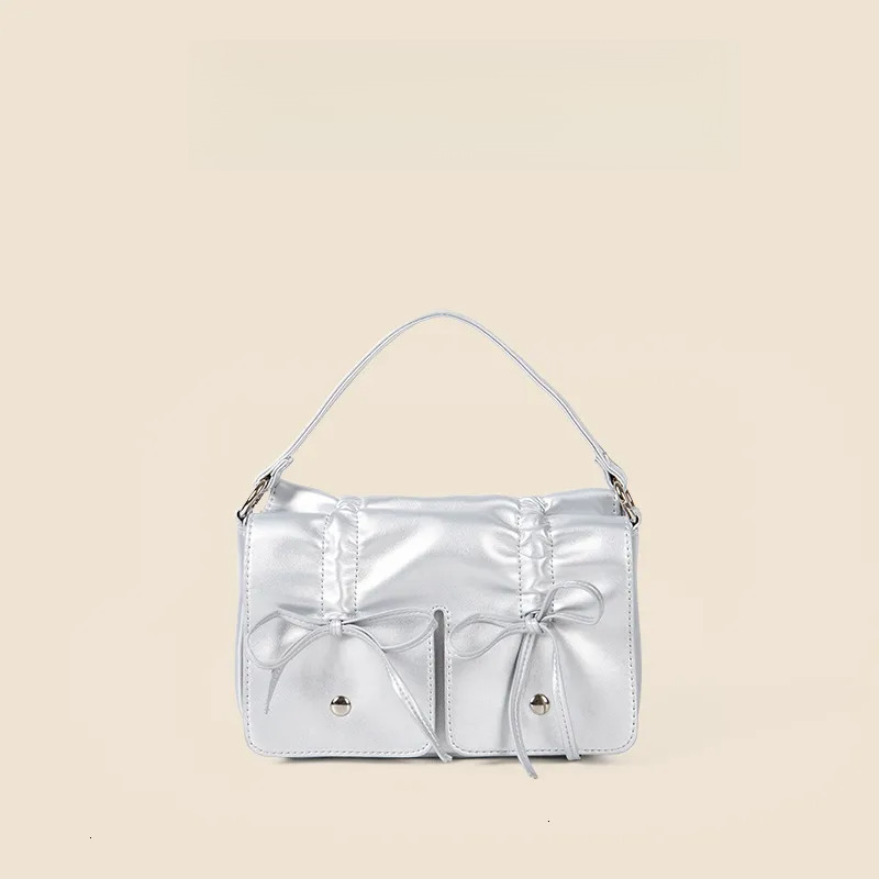 2025 Summer New Butterfly Bow Slant Cute Sweet Fashion Designer Niche Mini Handbag High End Pleated Storage Bag Trendy Crossbody Bag Handbag