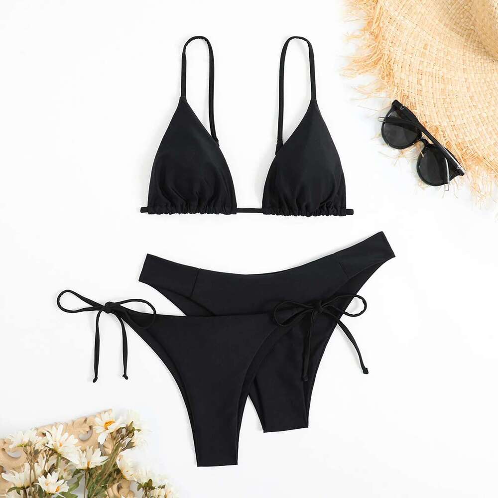 Summer Sexy Red 3-Piece Women's Swimsuit 2025 New Women's Micro Brazilian Bikini Set Women's Beach Swimsuit Swumwear Bikini