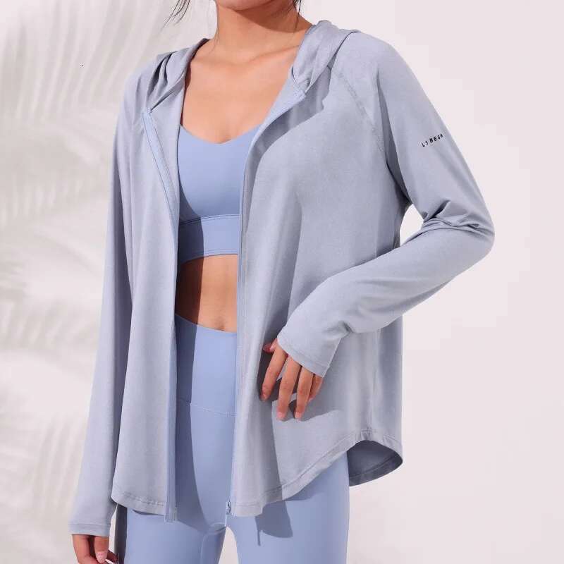 Women Thin Loose Sport Hoodies Zipper Running Jackets Long Sleeve Yoga Tops Sweatsuit Gym Workout Fiess Hooded Top Coat Female
