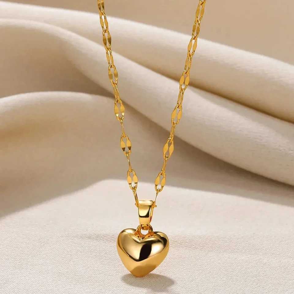 ASONSTEEL Sweet Romantic Heart Pendant Necklace For Women Stainless Steel Metal Gorgeous Wedding Gift Y2K Jewelry W250318