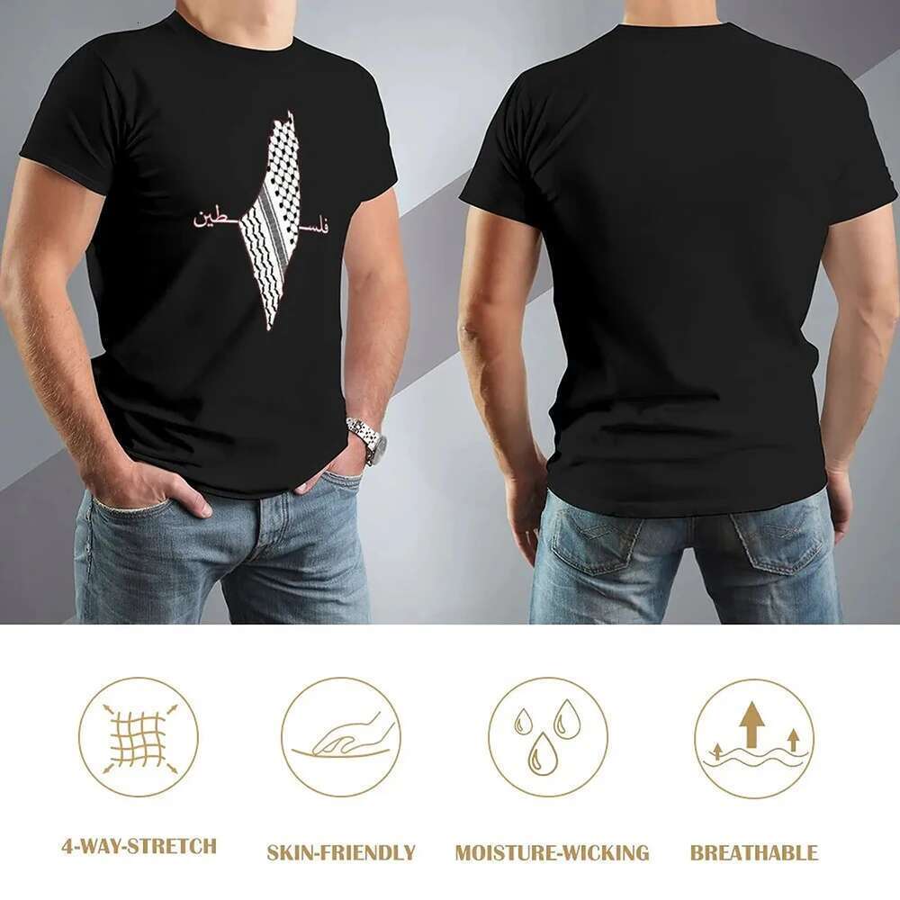 Jrjz Men's Clothing, Children's Palestine Map Printed Short Sleeve Casual Cotton T-shirt, Men's Arab Shemagh, Palestinian Flag Roli