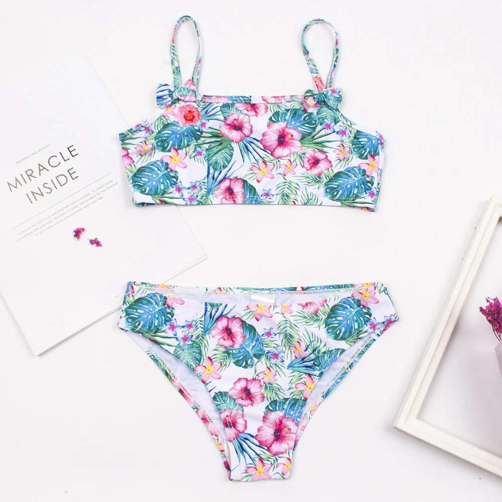 2-8 year old children and girls swimsuit, children's printed bow decoration bikini set, summer baby and children's girls bikini swimsuit, sw