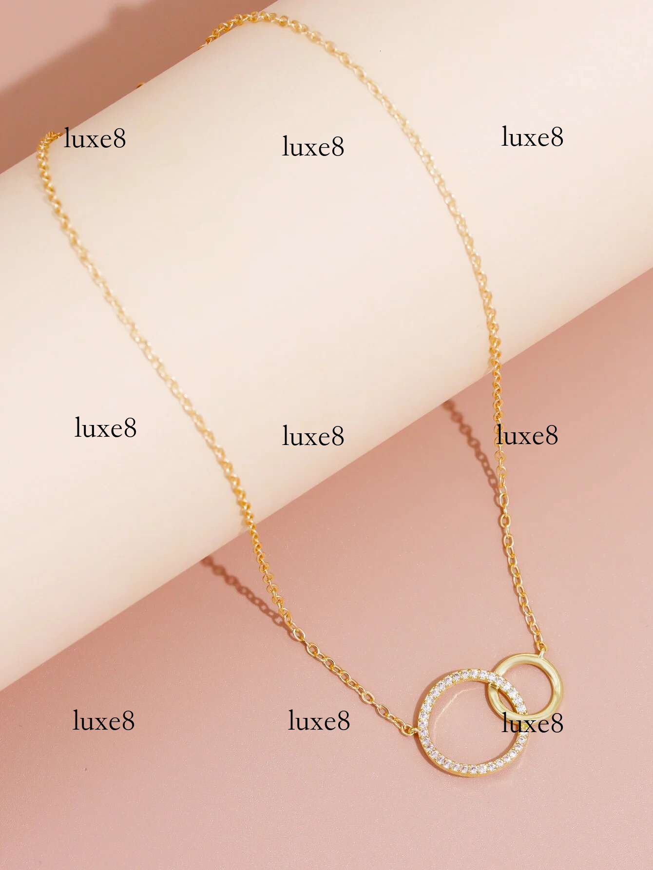 Stainless Steel Necklaces for Women Fashion Thin Chain Minimalist Dainty Double Circle Pendant Necklace on The Neck Jewelry