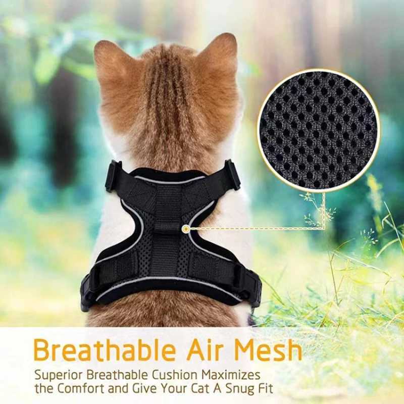 ZFUN cat harness and belt for walking leak proof soft adjustable vest harness for cats breathable reflective belt jacketT250318