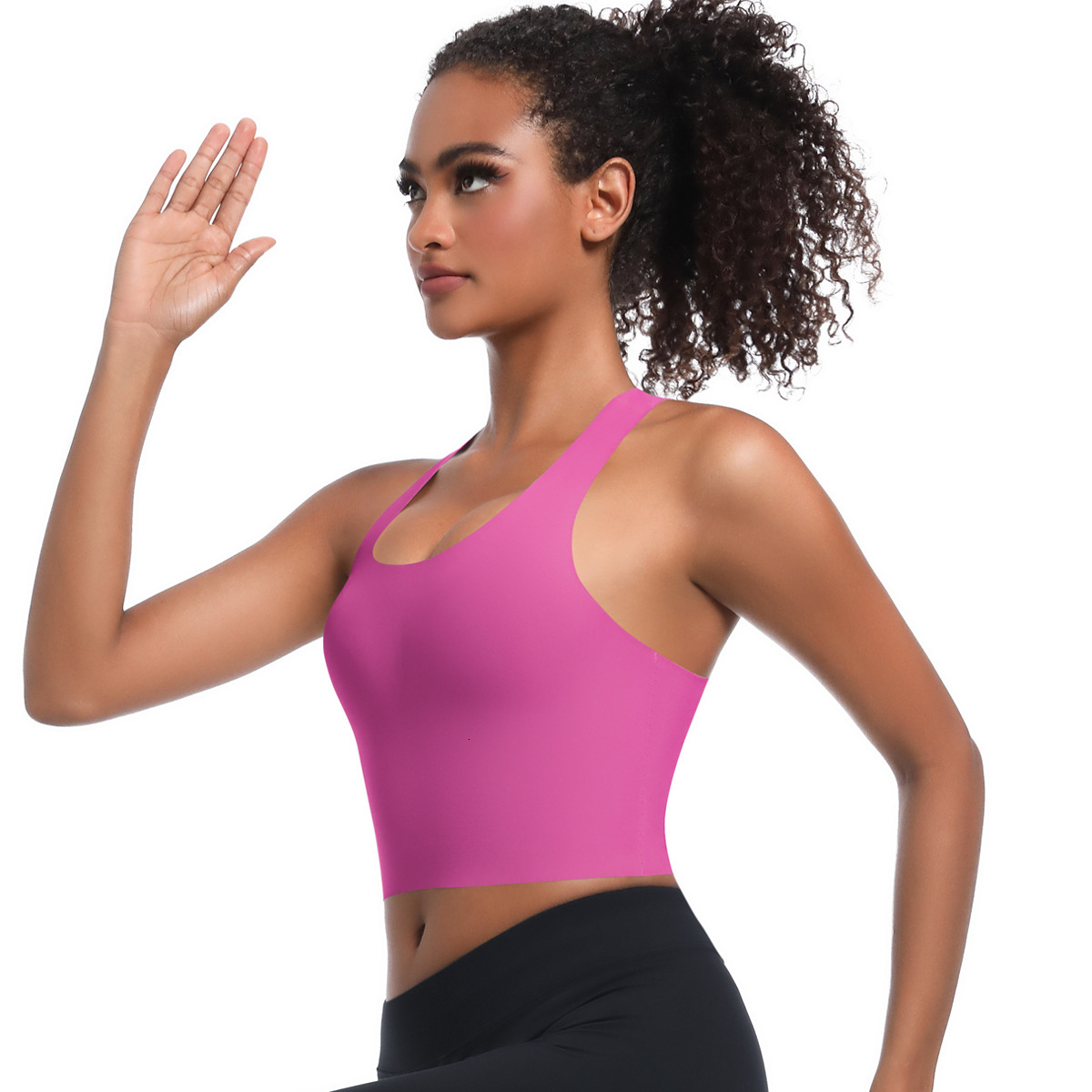 New tracksuit seamless solid color fitness sports bra, breathable, double-layer anti penetration, beauty back yoga suit for women leggings