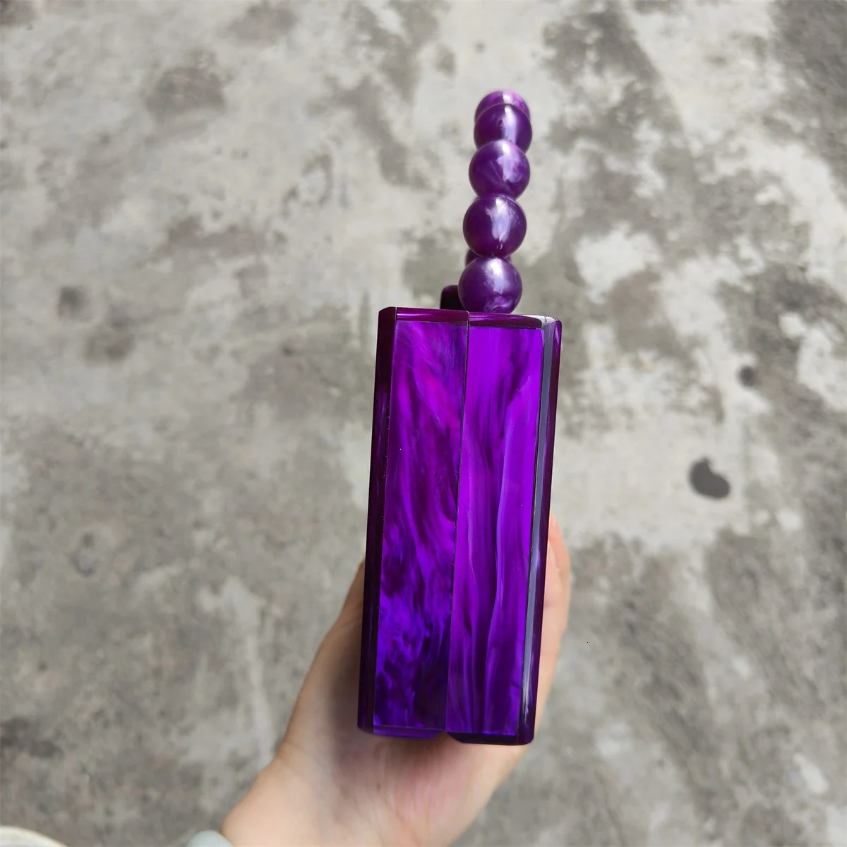 Pearl Marble Dark Purple Acrylic PVC Evening Bags Women Gorgeous Handmade Purses And Handbags Wedding Party Beach Flap 250318