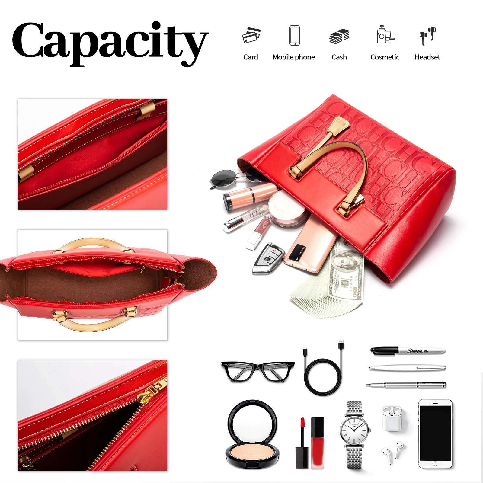 Women's Leather Handbag Large Capacity Business Tote hot for Work & Travel