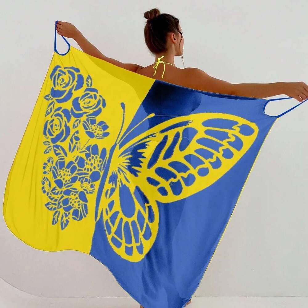 Sexy Butterfly Printed Bathing Dress For Women, Summer Tunic, Bikini, NGO Industries, Round Skirt, Elegant Beach Clothing