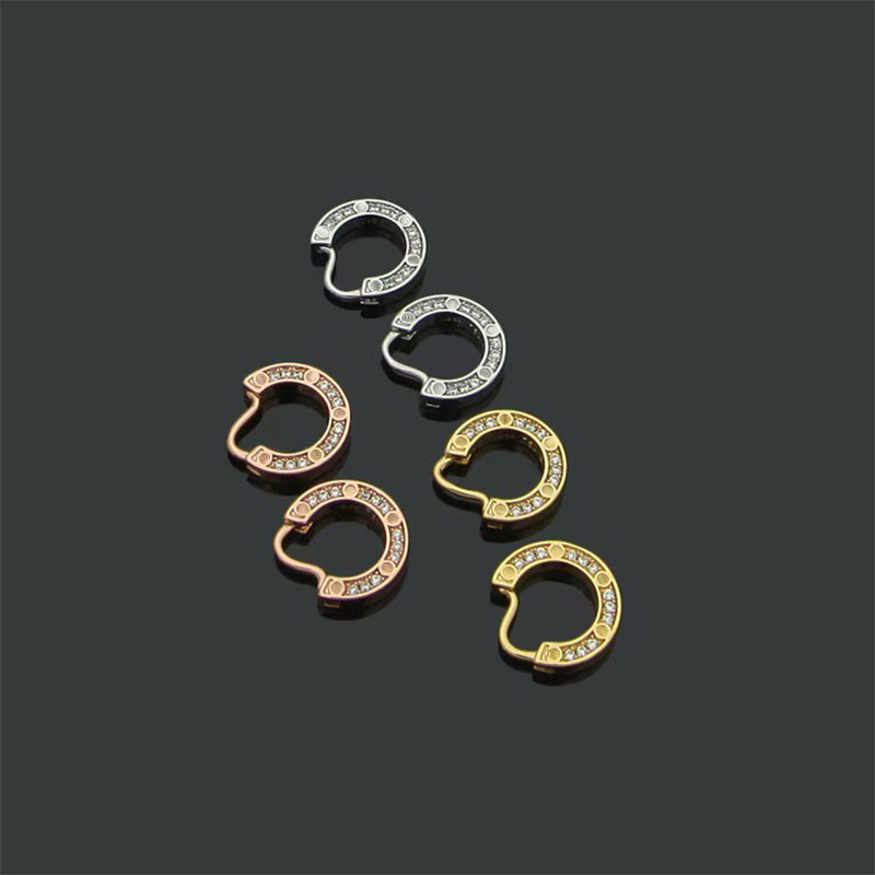 Classic Love Earrings Luxury Diamond C-shape 18k Gold Earrings Fashion Charm Stainless Steel Women's Designer Earrings