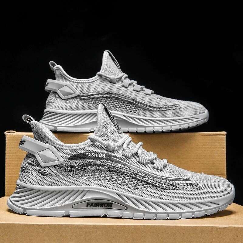 Men's new spring and autumn fashion casual shoes, single shoe breathable trendy mesh fly woven sports men's shoes