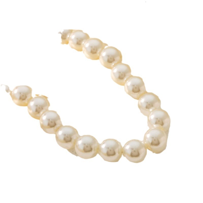 14MM Imitation Pearl Necklace Female Simple High Light Artificial Pearl Choker Collar Bone Chain Jewelry