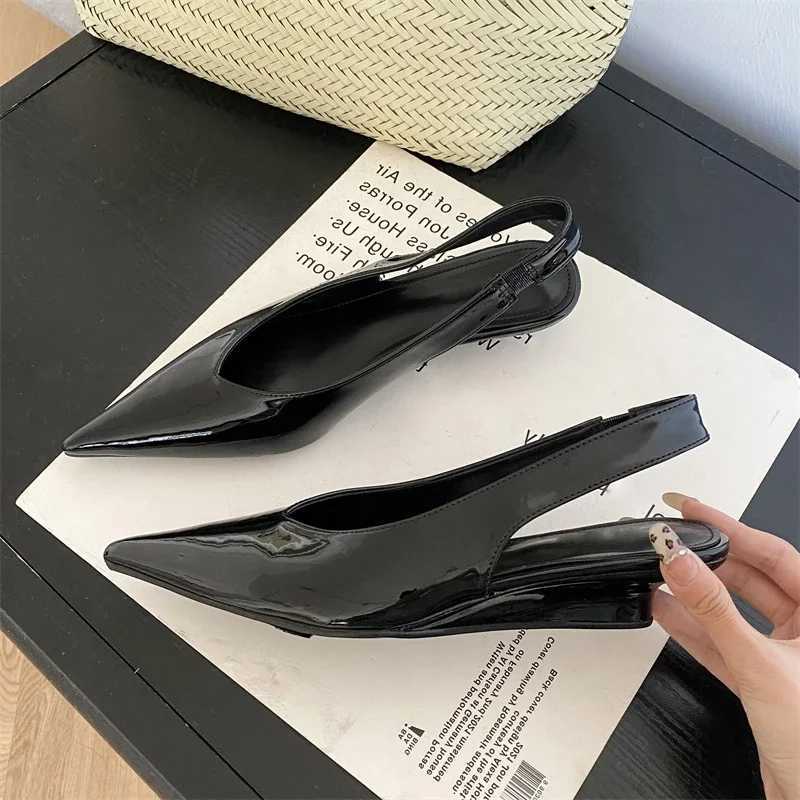 Equal Womens Patent Leather Pointed Toe Win Pumps Elegant Low H Sandals Casual Dress Street Style Shoes Y250317