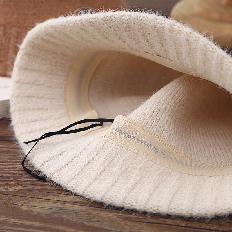 New Fisherman's Women's Fashion Letter Wide brimmed Basin Spring and Autumn Korean Edition Trendy Student Bucket Hat Knitted Mesh Red Riding