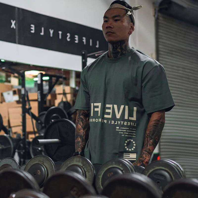 Men's Gym Summer Casual T-Shirt Fiess Running Short Sleeve Tee Tops Fashion Hip-Hop Oversized Shirt Loose Sweatshirt Clothing