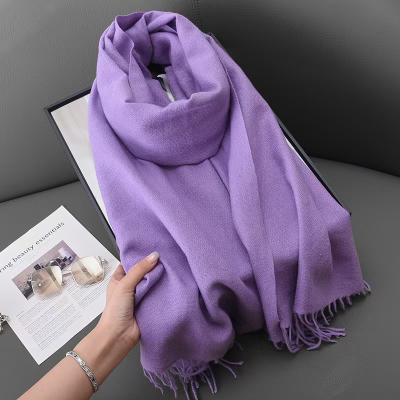 K158 Winter women's red imitation cashmere scarf high-end annual meeting neck scarf soft temperament versatile warm shawl men