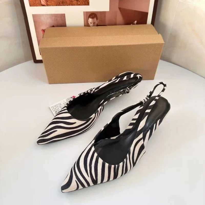 Bold and fashionable pattern Warm mid heel sandals casual slip with 3cm-5cm H 2025 spring sexy camisole womens shoes Y250317
