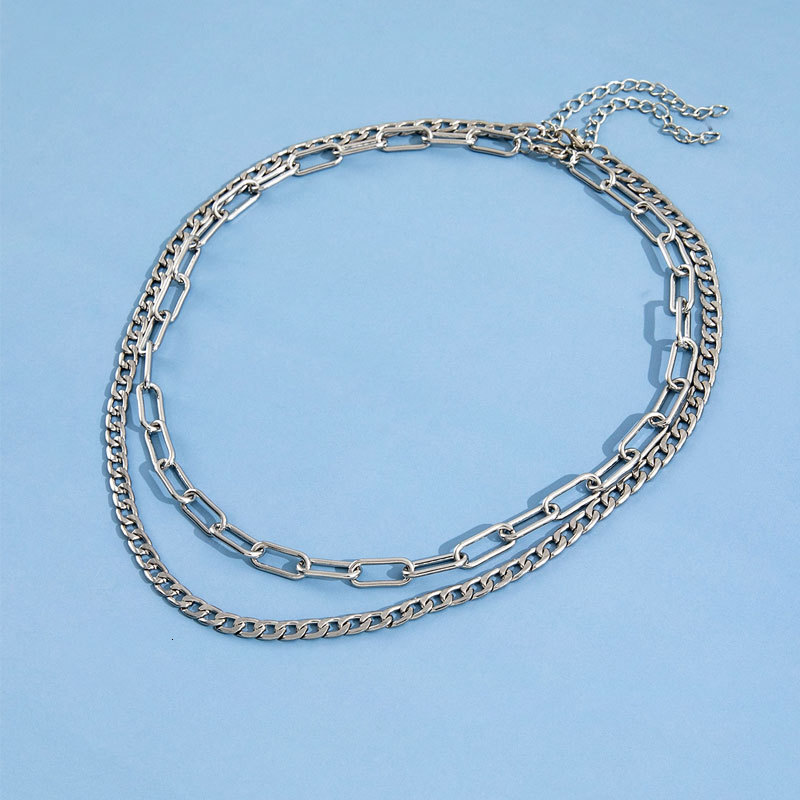 Cross Double Thick Necklaces For Men And Women Hip Hop Punk Retro Multi-layer Choker Jewelry