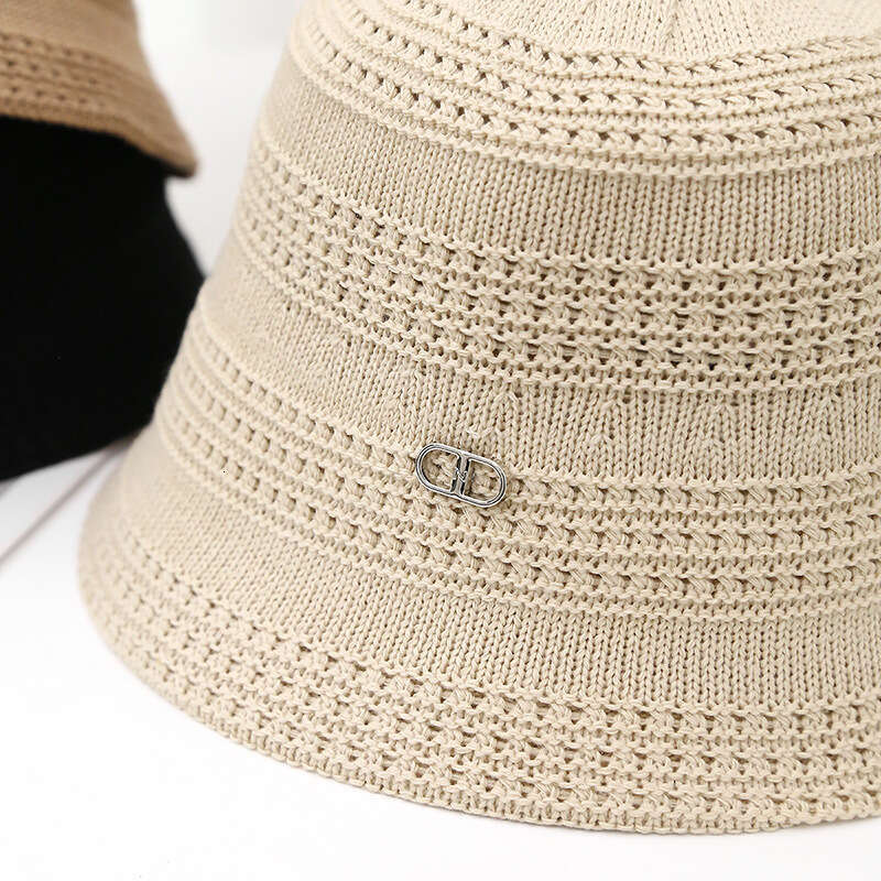 2024 Spring and Autumn New Breathable Bucket Women's Foldable Leisure Basin Summer Plain Face Small Knitted Hat