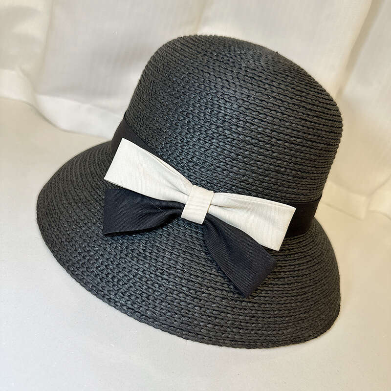 French bow straw women's summer beach vacation sun fashionable lampshade top hat